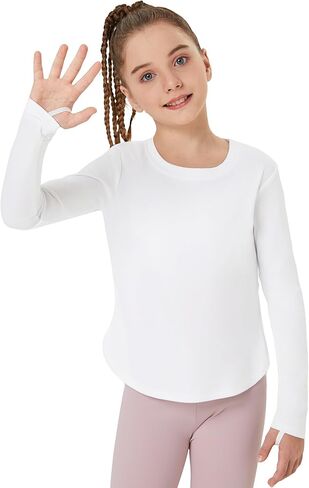 FitsT4 قمصان رياضية للفتيات للشمس بأكمام طويلة تي شيرت للحماية من الطفح الجلدي بعامل حماية من الأشعة فوق البنفسجية 50+ قمصان سباحة للحماية من الأشعة فوق البنفسجية in Kuwait