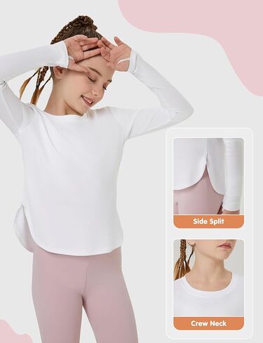 FitsT4 قمصان رياضية للفتيات للشمس بأكمام طويلة تي شيرت للحماية من الطفح الجلدي بعامل حماية من الأشعة فوق البنفسجية 50+ قمصان سباحة للحماية من الأشعة فوق البنفسجية in Kuwait