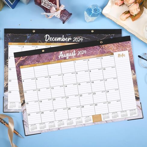 Desk Calendar 2025-2026 – Large Monthly Desk Calendar, Jul 2025 – Dec 2026, 22" x 17", 18 Months Desk Pad Calendar, Ruled Block, To-do List & Notes, Tear Off, Best Desk/Wall Calendar - Gorgeous Marble in Kuwait