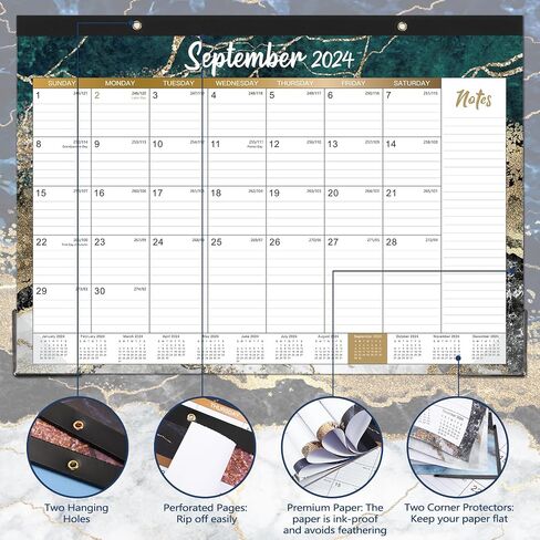 Desk Calendar 2025-2026 – Large Monthly Desk Calendar, Jul 2025 – Dec 2026, 22" x 17", 18 Months Desk Pad Calendar, Ruled Block, To-do List & Notes, Tear Off, Best Desk/Wall Calendar - Gorgeous Marble in Kuwait