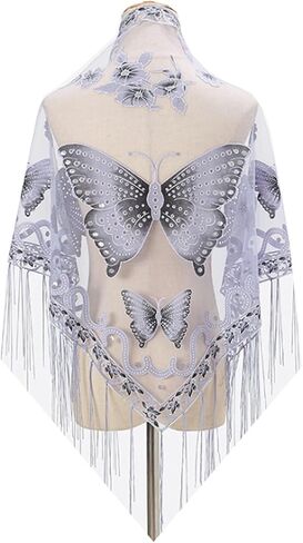 Ralcosuss Women’s Butterfly Shawl and Wrap Lace Hollow Out Triangle Pashmina Scarf for Wedding Evening Party Dresses in Saudi Arabia