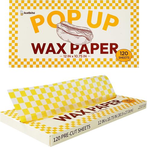 Katbite 120 Sheets Wax Paper, 12x10.75", Pop-Up Dry Wax Sheets, Wax Paper Sheets for Food, Burritos or Sandwiches in Saudi Arabia