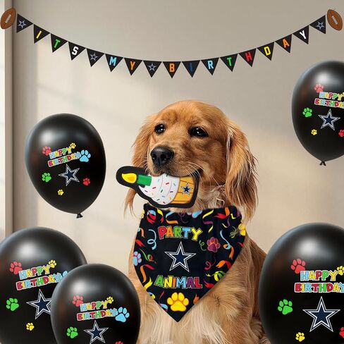 NFL Pittsburgh Steelers Dog Birthday Party Set 9 pcs with 1 Football Bandana Large/X-Large, 1 Banner, 1 Birthday Cake Toy & 6 B-Day Balloons, Dog Birthday Set, Costume, Fun Doggie Pawty Accessories in Saudi Arabia