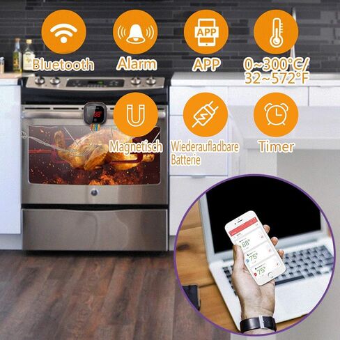 Inkbird IBT-4XS Bluetooth Wireless Grill BBQ Thermometer for Grilling with 4 Probes, Timer, Alarm,150 ft Barbecue Cooking Kitchen Food Meat Thermometer for Smoker, Oven, Drum in Saudi Arabia