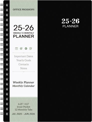Planner 2025-2026 - Academic Planner 2025-2026, JUL 2025 - JUN 2026, 6.3'' × 8.4'', Weekly & Monthly Planner, Notes, Thick Paper, Twin-wire Binding, Back Pocket in Saudi Arabia