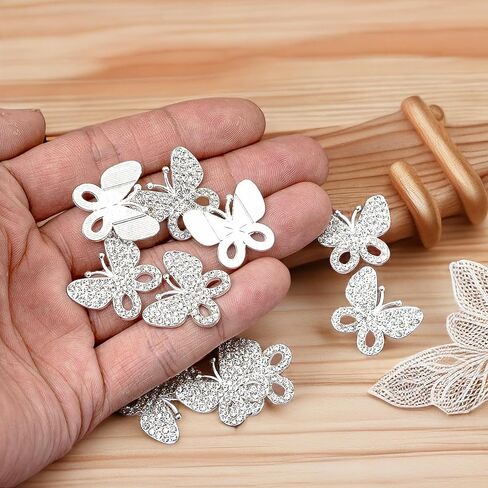 30PCS Alloy Rhinestone Butterfly Embellishment Stickers Handmade Hair Accessories Sneakers, Clothes, Party Decorations Gift Box ，Dress，Rhinestone Alloy Appliques Decorative Home Decor (Gold) in Kuwait