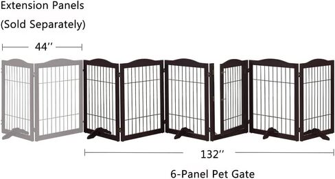 beeNbkks Extra Wide Pet Gate, 6 Panels Freestanding Dog Gate with Walk Through Door and 5 Support Feet, Foldable Pet Barrier Fence for Stairs Doorways Fireplace, Indoor Exercise Playpen for Dogs Cats in Kuwait