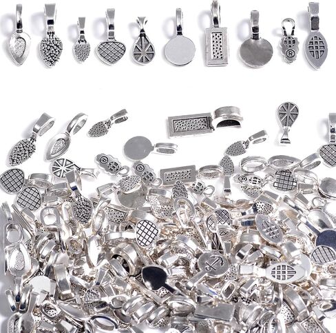 200PCs Glue on Pinch Bails for Jewelry Making, Necklace Pendant Finding & Supplies for Crafts Making (Mixed Color) in Kuwait