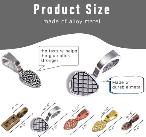 200PCs Glue on Pinch Bails for Jewelry Making, Necklace Pendant Finding & Supplies for Crafts Making (Mixed Color) in Kuwait