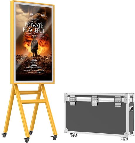 MWE Mobile Digital Signage Display 43in with Flight Case,Portable UHD Non/Touchscreen Advertising Display Kiosk for Video Photo Booth Stand by Series Screen Mirroring (Touch Screen, Wooden, 43in) in Saudi Arabia
