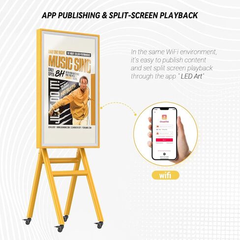 MWE Mobile Digital Signage Display 43in with Flight Case,Portable UHD Non/Touchscreen Advertising Display Kiosk for Video Photo Booth Stand by Series Screen Mirroring (Touch Screen, Wooden, 43in) in Saudi Arabia