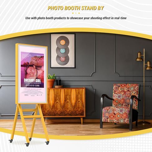 MWE Mobile Digital Signage Display 43in with Flight Case,Portable UHD Non/Touchscreen Advertising Display Kiosk for Video Photo Booth Stand by Series Screen Mirroring (Touch Screen, Wooden, 43in) in Saudi Arabia