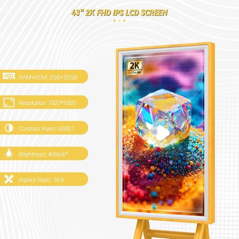MWE Mobile Digital Signage Display 43in with Flight Case,Portable UHD Non/Touchscreen Advertising Display Kiosk for Video Photo Booth Stand by Series Screen Mirroring (Touch Screen, Wooden, 43in) in Saudi Arabia