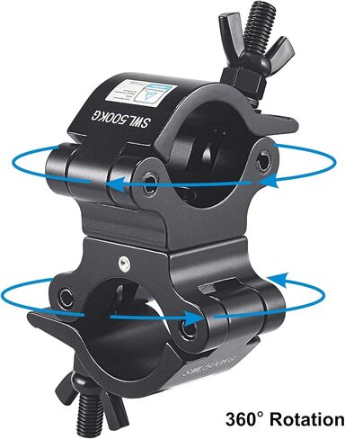 Pro TUV Swivel Truss Clamp Black 2 inch, 2 Packs GZhumin Heavy Duty 1100lb / 500kg Swivel Coupler 50mm Truss Clamps, Dual Head Turn As Needed Two 360 Degree Lighting Clamps, Fit truss OD 48-52mm / 2" in Saudi Arabia