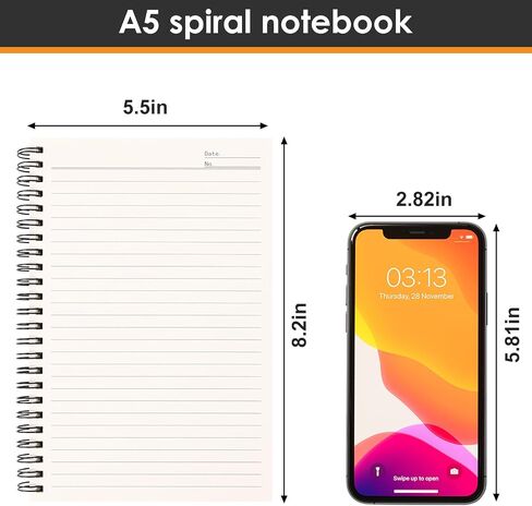 LABUK 7 Pack Blank Spiral Notebook, A5 Unlined Spiral Notebook, 100 Pages Journal Sketch Books 8.3"x 5.5" Soft Cover Kraft Diary Planner, 50 Sheets for School Travel Office (Brown) in Kuwait