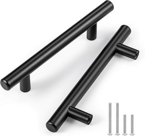 CZC HOME 10 Pack 6.4 Inch Cabinet Pulls Stainless Steel Drawer Handles, 4" Hole Center Drawer Pulls for Kitchen Dresser Cupboard with 2 Sizes Screws Matte Black in Saudi Arabia