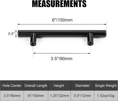 CZC HOME 10 Pack 6.4 Inch Cabinet Pulls Stainless Steel Drawer Handles, 4" Hole Center Drawer Pulls for Kitchen Dresser Cupboard with 2 Sizes Screws Matte Black in Saudi Arabia