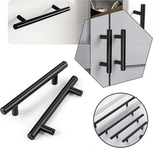 CZC HOME 10 Pack 6.4 Inch Cabinet Pulls Stainless Steel Drawer Handles, 4" Hole Center Drawer Pulls for Kitchen Dresser Cupboard with 2 Sizes Screws Matte Black in Saudi Arabia