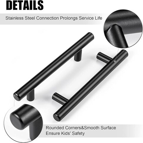 CZC HOME 10 Pack 6.4 Inch Cabinet Pulls Stainless Steel Drawer Handles, 4" Hole Center Drawer Pulls for Kitchen Dresser Cupboard with 2 Sizes Screws Matte Black in Saudi Arabia