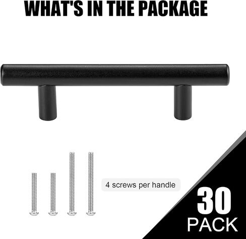 CZC HOME 10 Pack 6.4 Inch Cabinet Pulls Stainless Steel Drawer Handles, 4" Hole Center Drawer Pulls for Kitchen Dresser Cupboard with 2 Sizes Screws Matte Black in Saudi Arabia