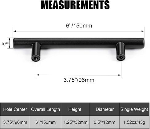 CZC HOME 10 Pack 6.4 Inch Cabinet Pulls Stainless Steel Drawer Handles, 4" Hole Center Drawer Pulls for Kitchen Dresser Cupboard with 2 Sizes Screws Matte Black in Saudi Arabia
