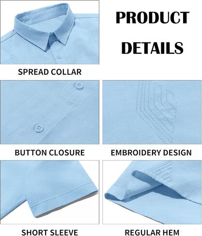 قميص Makkrom الرجالي Guayabera الكوبي بأكمام قصيرة وأزرار سفلية، قمصان كاجوال صيفية للشاطئ in Kuwait
