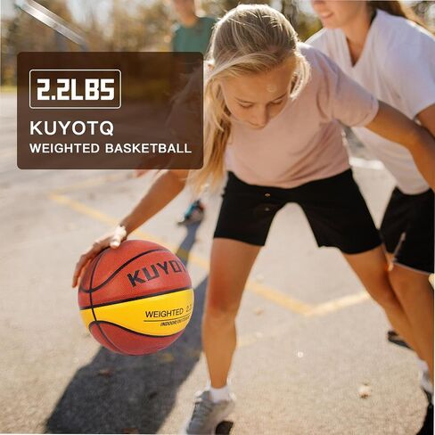 KUYOTQ 3LBS/3.3LBS/2.2LBS/ 29.5/28.5 بوصة كرة سلة مرجحة مركبة للأماكن المغلقة والخارجية، كرة سلة ثقيلة لتحسين التعامل مع الكرة، والمراوغة، والتمرير والمهارة المرتدة (مفرغة من الهواء، مقاس 7/6) in Saudi Arabia