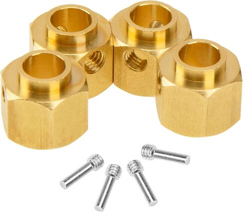 4Pcs Vgoohobby Brass 12mm Hex Hubs Adapter Extension Combiner Counterweight Compatible with Traxxas TRX-4 RC4WD D90 Redcat Gen7 RC 1/10 Crawler Car (10mm Thickness) in Kuwait