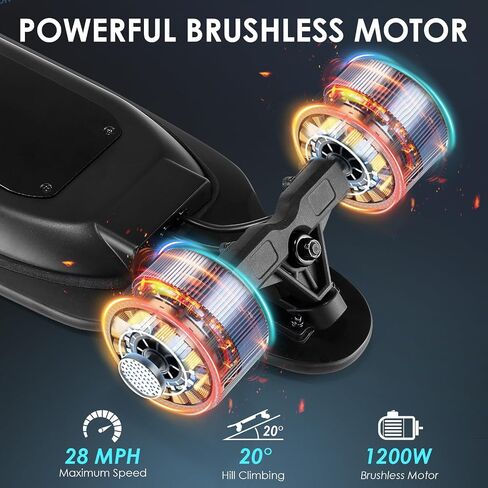 Caroma Electric Skateboard with Remote, 1200W/350W Brushless Motor, 28Mph/12Mph Top Speed, Built-in Intelligent BMS, Electric Longboard for Adults ＆Teens in Saudi Arabia