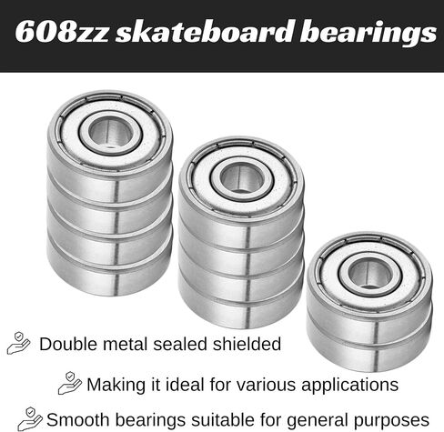 100 PCS 608-ZZ Ball Bearing 8mm x 22mm x 7mm Double Metal Sealed Shielded for Electric Motor, Skateboards, Inline Skates, Household Appliances in Saudi Arabia