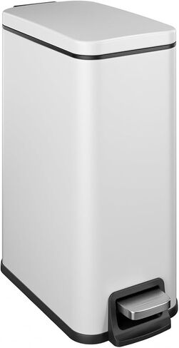 Slim Bathroom Trash Can with Soft Close Lid, 1.6 Gallon Stainless Steel Garbage Can with Removable Inner Bucket, Durable Step Pedal, Small Trash Bins for Toilet, Bedroom, Kitchen, Office in Saudi Arabia