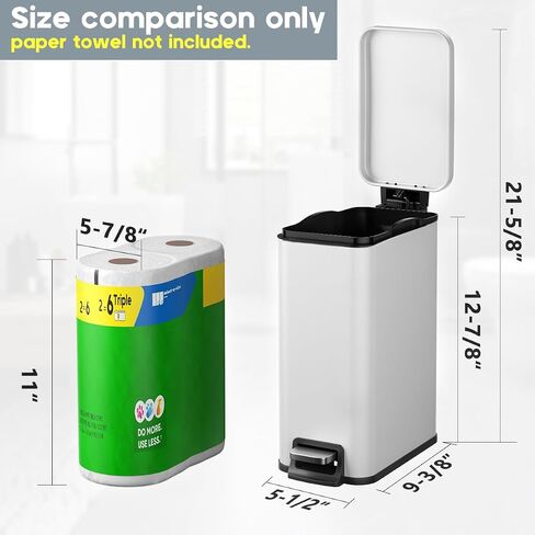 Slim Bathroom Trash Can with Soft Close Lid, 1.6 Gallon Stainless Steel Garbage Can with Removable Inner Bucket, Durable Step Pedal, Small Trash Bins for Toilet, Bedroom, Kitchen, Office in Saudi Arabia