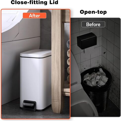 Slim Bathroom Trash Can with Soft Close Lid, 1.6 Gallon Stainless Steel Garbage Can with Removable Inner Bucket, Durable Step Pedal, Small Trash Bins for Toilet, Bedroom, Kitchen, Office in Saudi Arabia