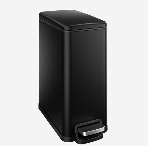 Slim Bathroom Trash Can with Soft Close Lid, 1.6 Gallon Stainless Steel Garbage Can with Removable Inner Bucket, Durable Step Pedal, Small Trash Bins for Toilet, Bedroom, Kitchen, Office in Saudi Arabia