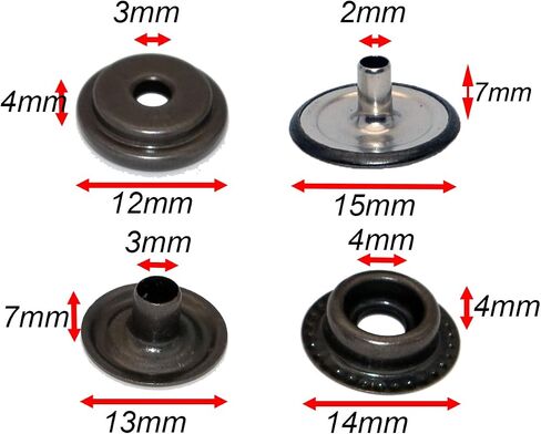 100pcs 15mm Stainless Steel Fastener Snap Press Stud Cap Button Marine Boat Canvas Antique Bronze in Kuwait