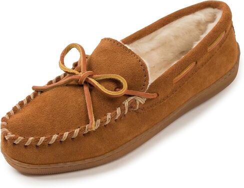 Minnetonka Women's Pile Lined Hardsole Moccasin Slippers in Saudi Arabia