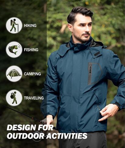 SWISSWELL Mens Rain Jackets Waterproof with Hood Lightweight Windbreaker Jackets Rain Coat for Golf Fishing Running Cycling in Kuwait