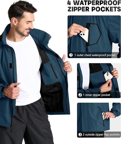 SWISSWELL Mens Rain Jackets Waterproof with Hood Lightweight Windbreaker Jackets Rain Coat for Golf Fishing Running Cycling in Kuwait