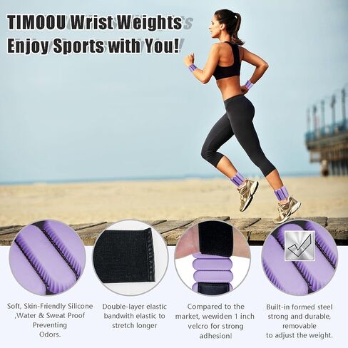 Ankle Weights for Women Men, Adjustable Wrist Weighted Bracelet for Home Gym Workout, Walking, Running, Travel, Pilate, Yoga, Exercise,Barre,Strength Training. Set of 2 (1Lb Each) in Saudi Arabia