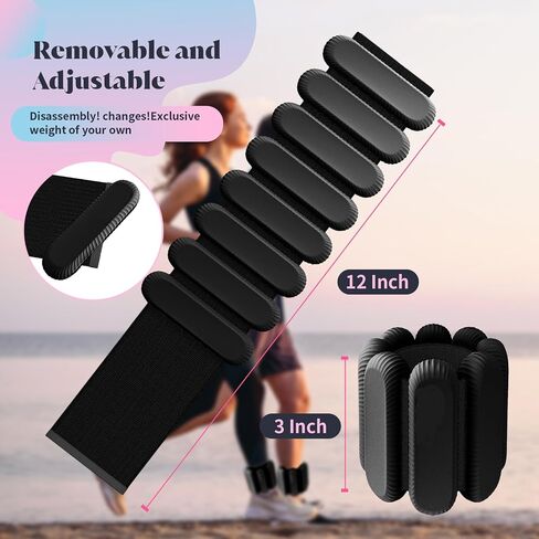 Ankle Weights for Women Men, Adjustable Wrist Weighted Bracelet for Home Gym Workout, Walking, Running, Travel, Pilate, Yoga, Exercise,Barre,Strength Training. Set of 2 (1Lb Each) in Saudi Arabia
