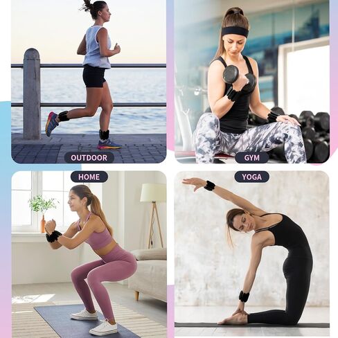 Ankle Weights for Women Men, Adjustable Wrist Weighted Bracelet for Home Gym Workout, Walking, Running, Travel, Pilate, Yoga, Exercise,Barre,Strength Training. Set of 2 (1Lb Each) in Saudi Arabia