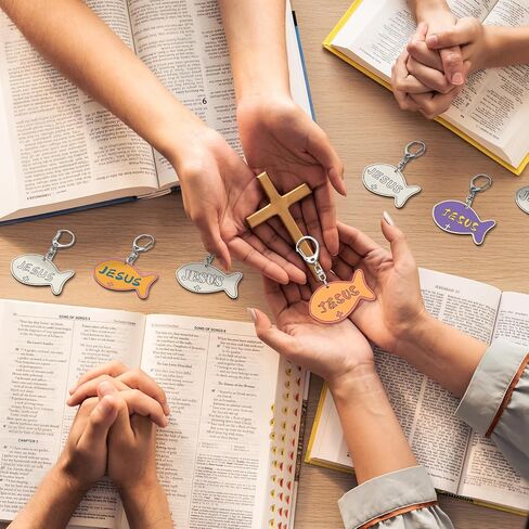 24 Pcs Religious Cross Keychain Crafts Color Your Own Wood Keychains DIY Christian Coloring Keychain Gifts Blank Unfinished Cross Keychains Kits for Religious Sunday School Classroom Activities in Kuwait