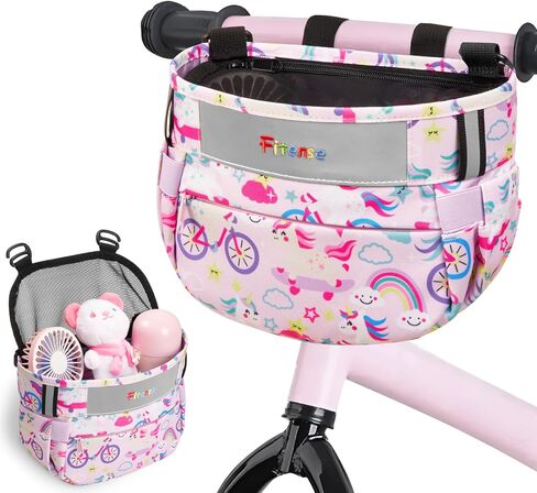 Kids Bike Basket, Bicycle Basket Front Handlebar, Waterproof Cute Fabric Children's Bike Basket, Kids Bike Accessories Fit Most Boys, Girls, Toddlers Bike or Scooter, Easy to Install in Saudi Arabia