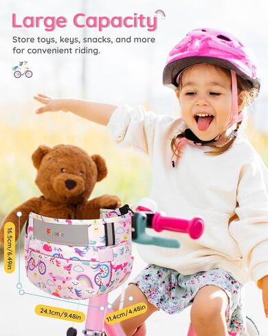 Kids Bike Basket, Bicycle Basket Front Handlebar, Waterproof Cute Fabric Children's Bike Basket, Kids Bike Accessories Fit Most Boys, Girls, Toddlers Bike or Scooter, Easy to Install in Saudi Arabia