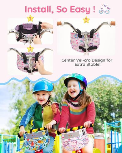 Kids Bike Basket, Bicycle Basket Front Handlebar, Waterproof Cute Fabric Children's Bike Basket, Kids Bike Accessories Fit Most Boys, Girls, Toddlers Bike or Scooter, Easy to Install in Saudi Arabia