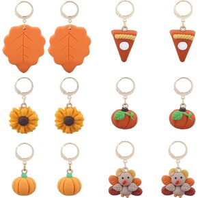 BEEFLYING 16pcs Alloy Enamel Rabbit Crochet Stitch Marker Removable Leverback Clasps for Knitting Weaving Sewing Accessories Quilting Handmade Jewelry, Multiple Shapes