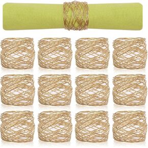 Divine glancePCS12 Napkin Rings Dining Table Napkin Holder, Classic Everyday Use Thanksgiving, Christmas Napkin Rings Buckles,Festive Party Gift for Table (12, Unfinished Wooden Napkin Rings)