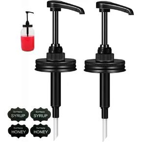 Mason Jar Honey & Coffee Pump Dispenser Lid fit 2.75 Inch Regular Mouth,Food Grade Pumps and Stainsteel Steel Lids for Ketchup,Syrups, Condiments,NO Rust,NO JAR QurHapzy