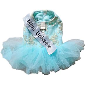 Kirei Sui Vintage Tulle Dresses for Small Dogs Cats Apparel Formal Pet Prom Dress Clothes Skirt for Wedding Birthday Emerald Green (L 11-13.2lbs)