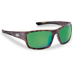 Flying Fisherman 7712TAG Sand Bank Polarized Sunglasses, Matte Tortoise Frame, Amber-Green Mirror Lens, Medium